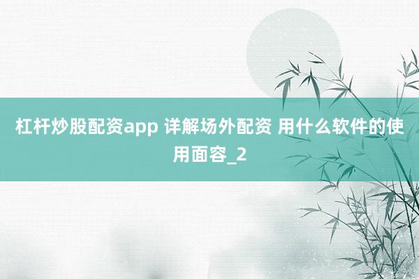 杠杆炒股配资app 详解场外配资 用什么软件的使用面容_2