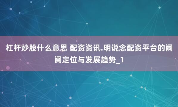 杠杆炒股什么意思 配资资讯.明说念配资平台的阛阓定位与发展趋势_1